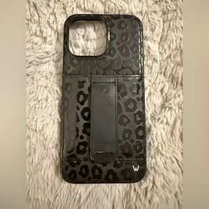 Wallis iPhone 14 Pro Max Black Leopard Print Phone Case with Card Holder